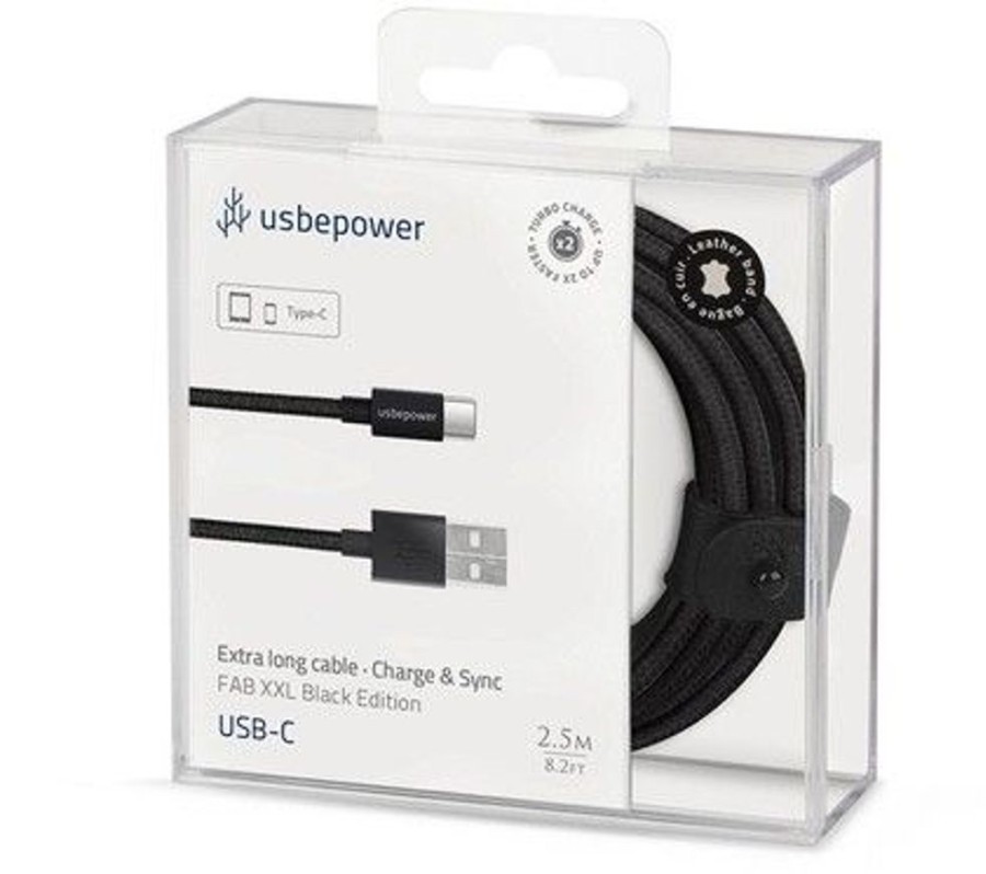 Iphone Usbepower Kaapelit | Usbepower Fab Xxl Edition Usb-A - Usb-C - Musta