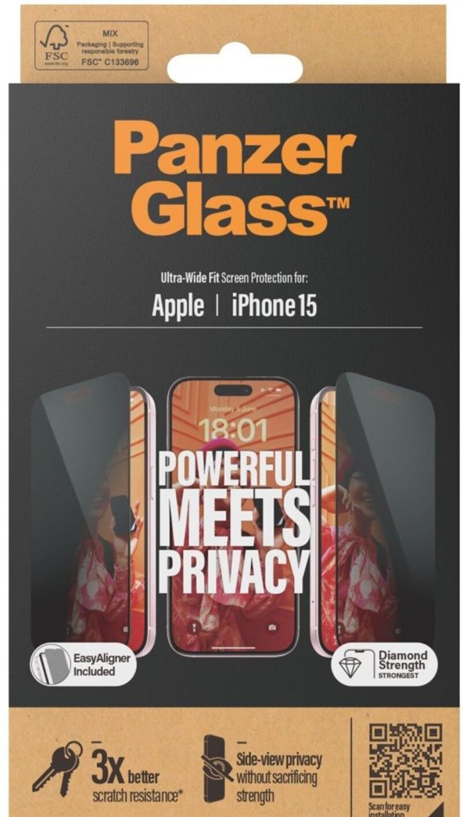 Iphone PanzerGlass Naytonsuojat | Panzerglass Ultra-Wide Fit Privacy (Iphone 15)