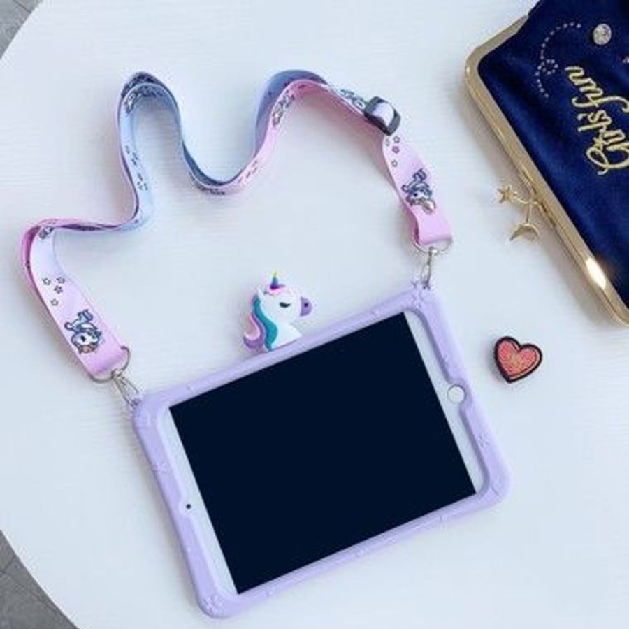 Ipad Trolsk Vanhemmat Laitteet | Trolsk Kids Case Hihnalla - Cute Purple Unicorn (Ipad 10,9 (2022))