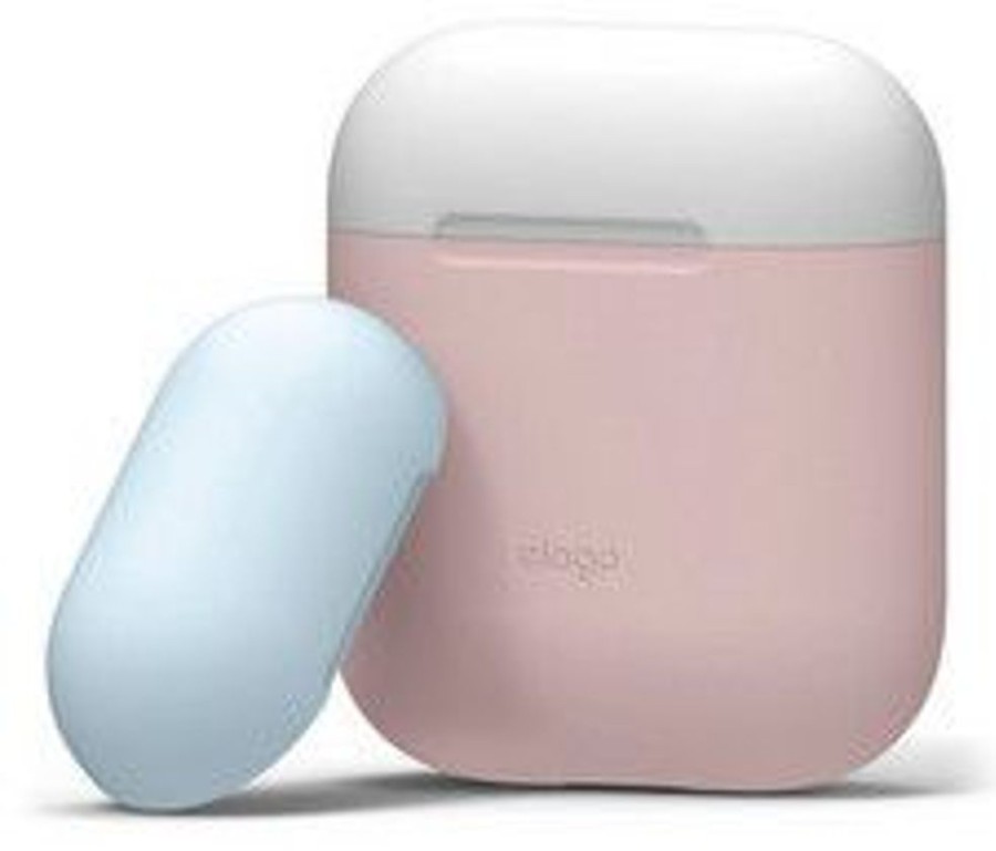 Airpods Elago Kotelot | Elago Airpods Duo Silicone Case (Airpods 1/2) - Vaaleanpunainen (Valkoinen/Vaaleansininen)