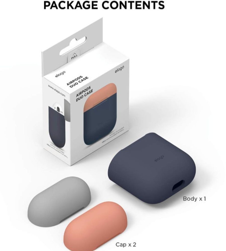 Airpods Elago Kotelot | Elago Airpods Duo Silicone Case (Airpods 1/2) - Vaaleanpunainen (Valkoinen/Vaaleansininen)