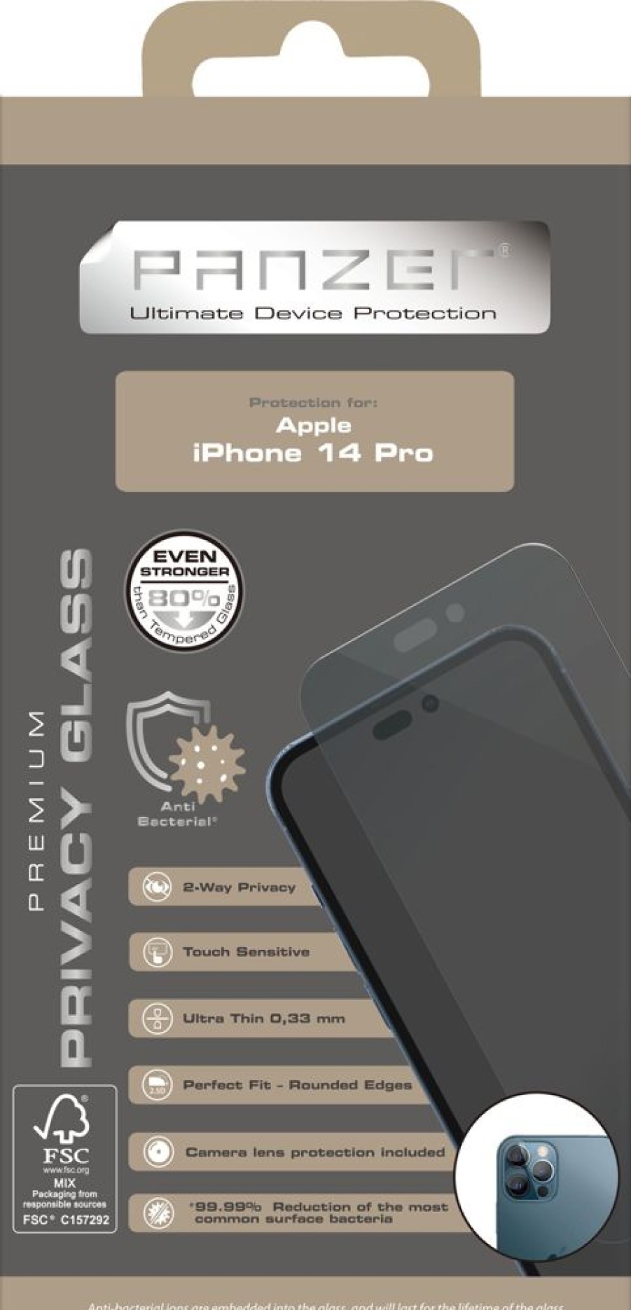 Iphone Panzer Naytonsuojat | Panzer Privacy Screen Protector 2-Way (Iphone 14 Pro)