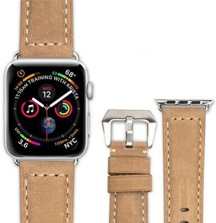 Apple Watch Qialino Kasivarsihihna | Qialino Leather Strap (Watch 41/40/38 Mm) - Beige