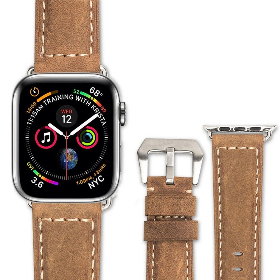 Apple Watch Qialino Kasivarsihihna | Qialino Leather Strap (Watch 41/40/38 Mm) - Beige