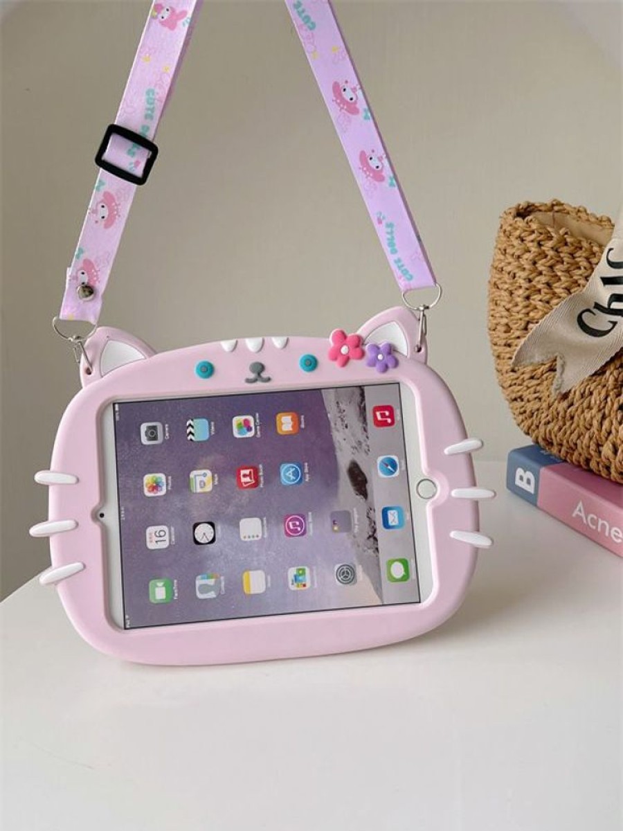 Ipad Trolsk Vanhemmat Laitteet | Trolsk Kids Case Hihnalla - Pink Cat (Ipad Mini 6)