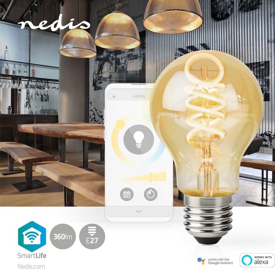 Alykkaat Kodit Nedis Valaistus | Nedis Smartlife Wi-Fi Smart Led Vintage -Polttimo E27 4,9W