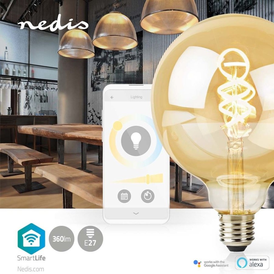 Alykkaat Kodit Nedis Valaistus | Nedis Smartlife Wi-Fi Smart Led Vintage Polttimo E27 Globe 4,9W