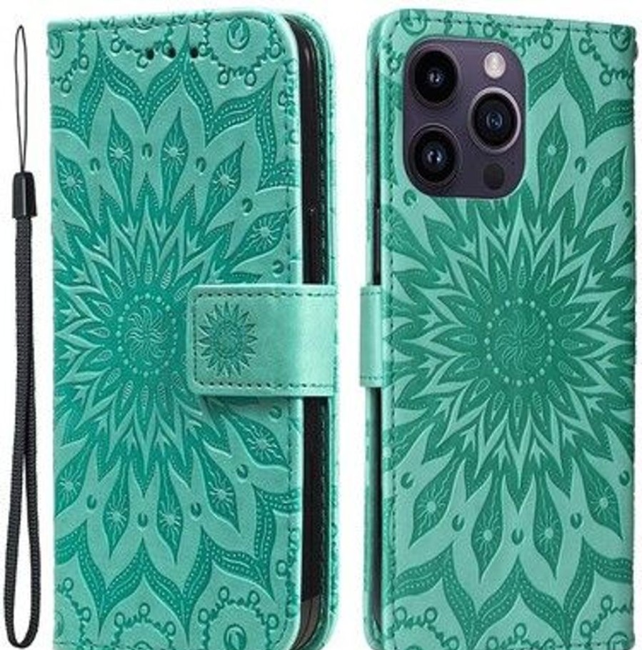 Iphone Trolsk Iphone 15 Pro | Trolsk Imprint Dahlia Flower Wallet (Iphone 15 Pro)