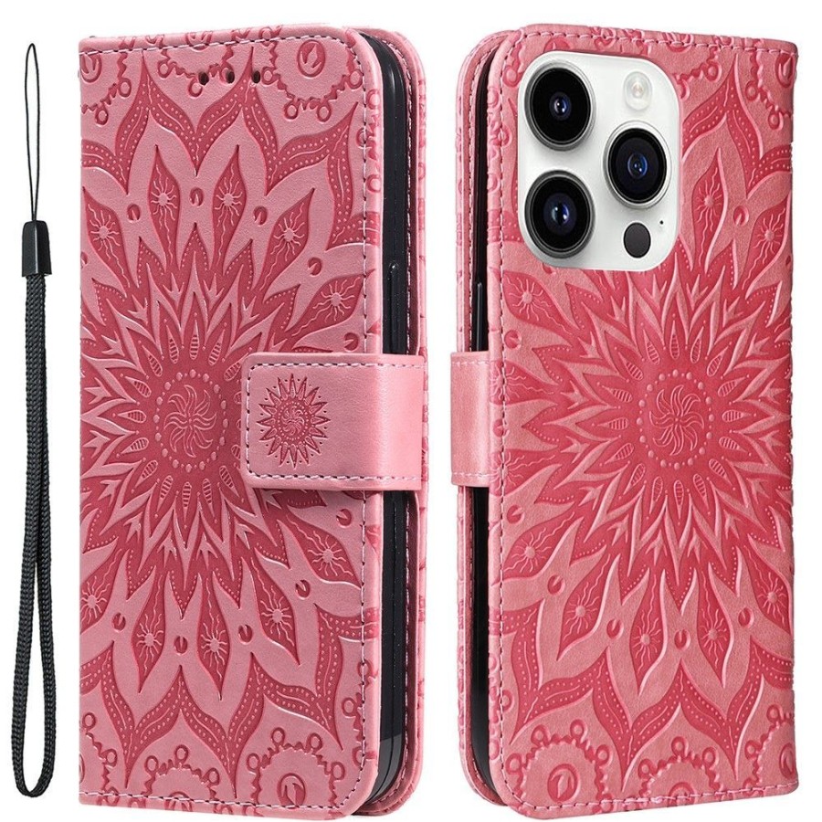 Iphone Trolsk Iphone 15 Pro | Trolsk Imprint Dahlia Flower Wallet (Iphone 15 Pro)