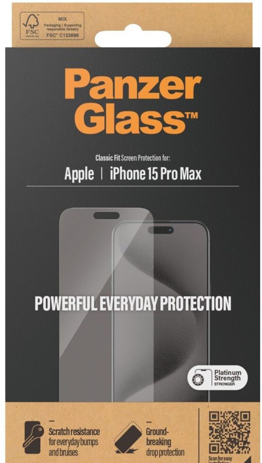 Iphone PanzerGlass Naytonsuojat | Panzerglass Classic Fit Glass (Iphone 15 Pro Max)