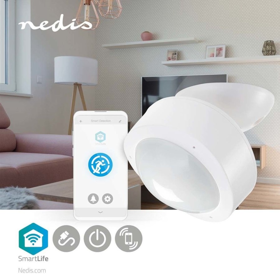 Alykkaat Kodit Nedis Sensorit | Nedis Smartlife Wi-Fi 120° Liiketunnistin