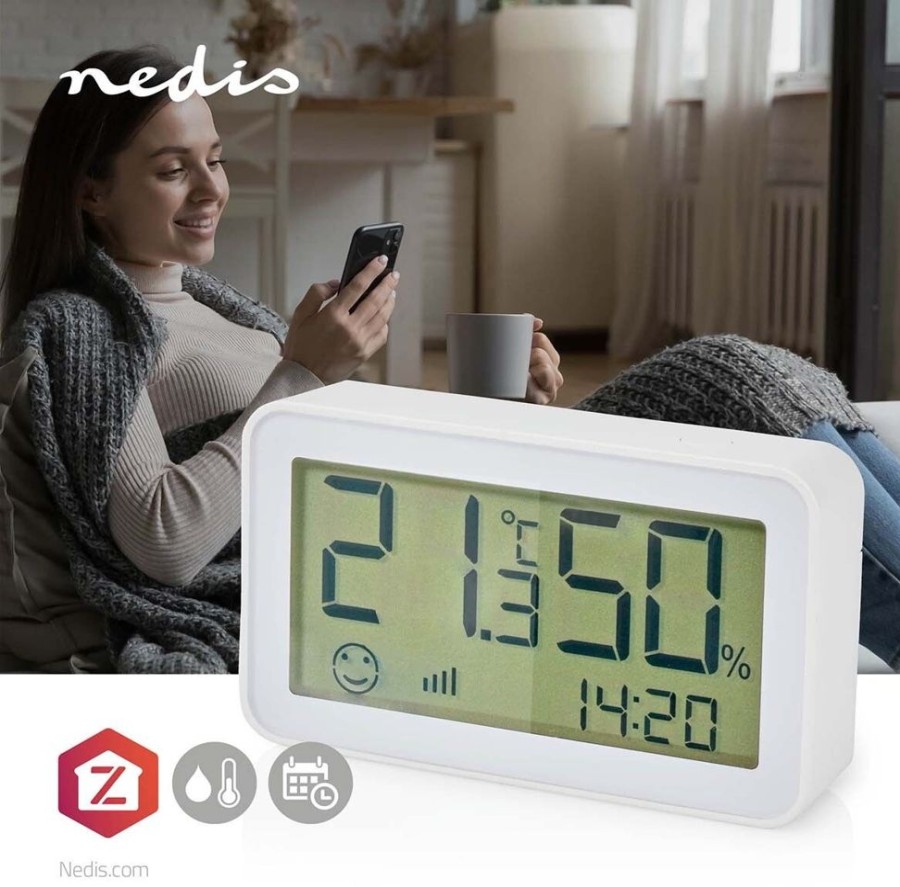 Alykkaat Kodit Nedis Sensorit | Nedis Smartlife Zigbee -Ilmastoanturi Naytolla