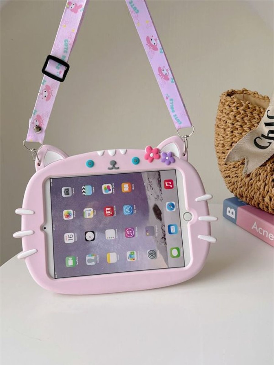 Ipad Trolsk Vanhemmat Laitteet | Trolsk Kids Case Hihnalla - Pink Cat (Ipad 9,7)