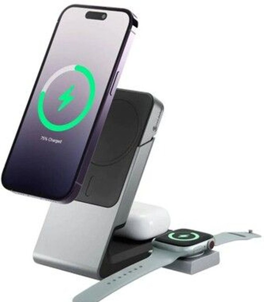 Iphone Alogic Laturit | Alogic Matrix 3-In-1 Magneettinen Lataustelakka Apple Watch -Laturilla - Musta