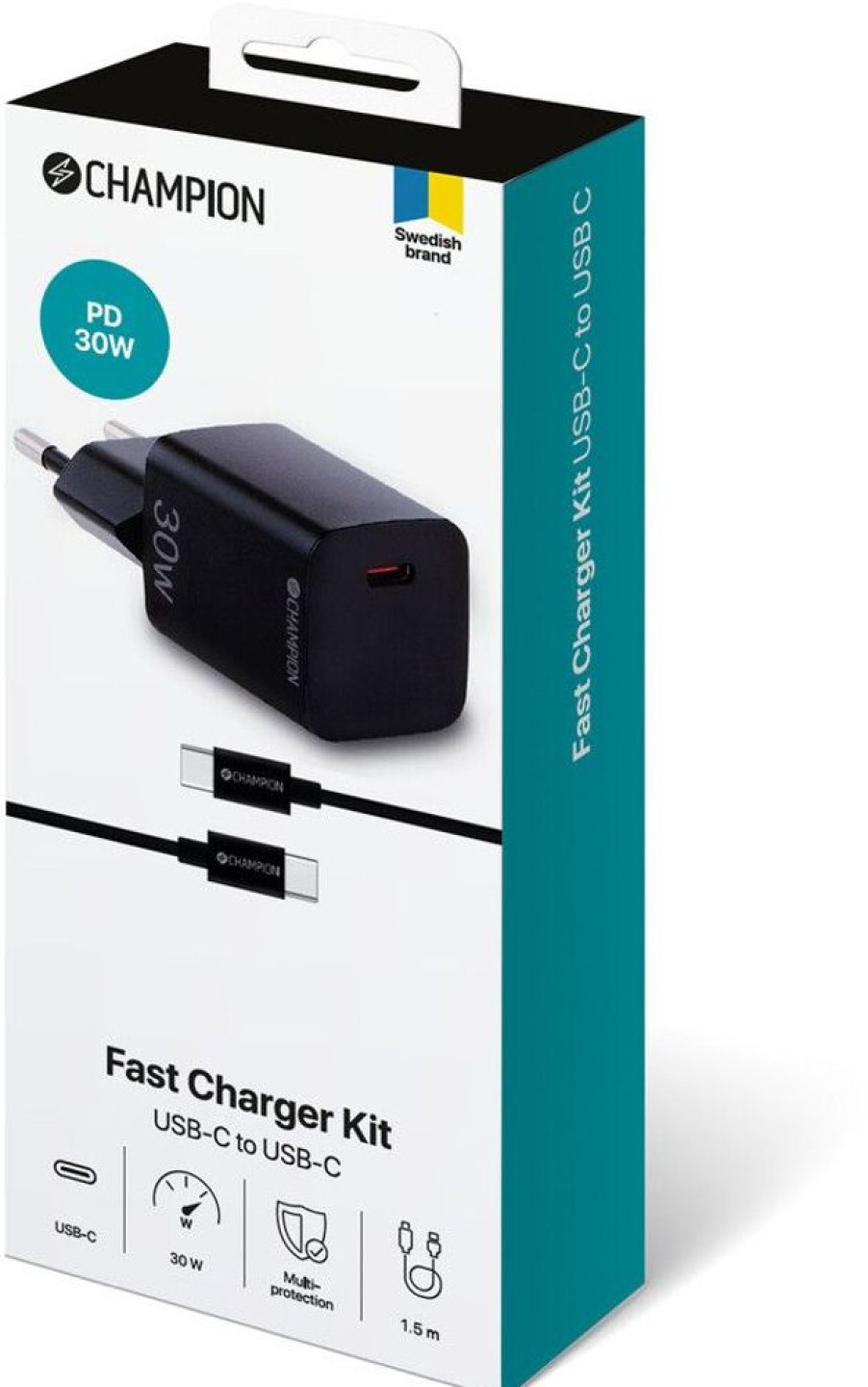 Iphone Champion Laturit | Champion Fast Charge Usb-C Pd 30W + Usb-C - Usb-C -Kaapeli