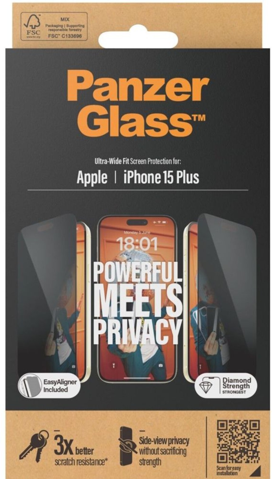 Iphone PanzerGlass Naytonsuojat | Panzerglass Ultra-Wide Fit Privacy (Iphone 15 Plus)