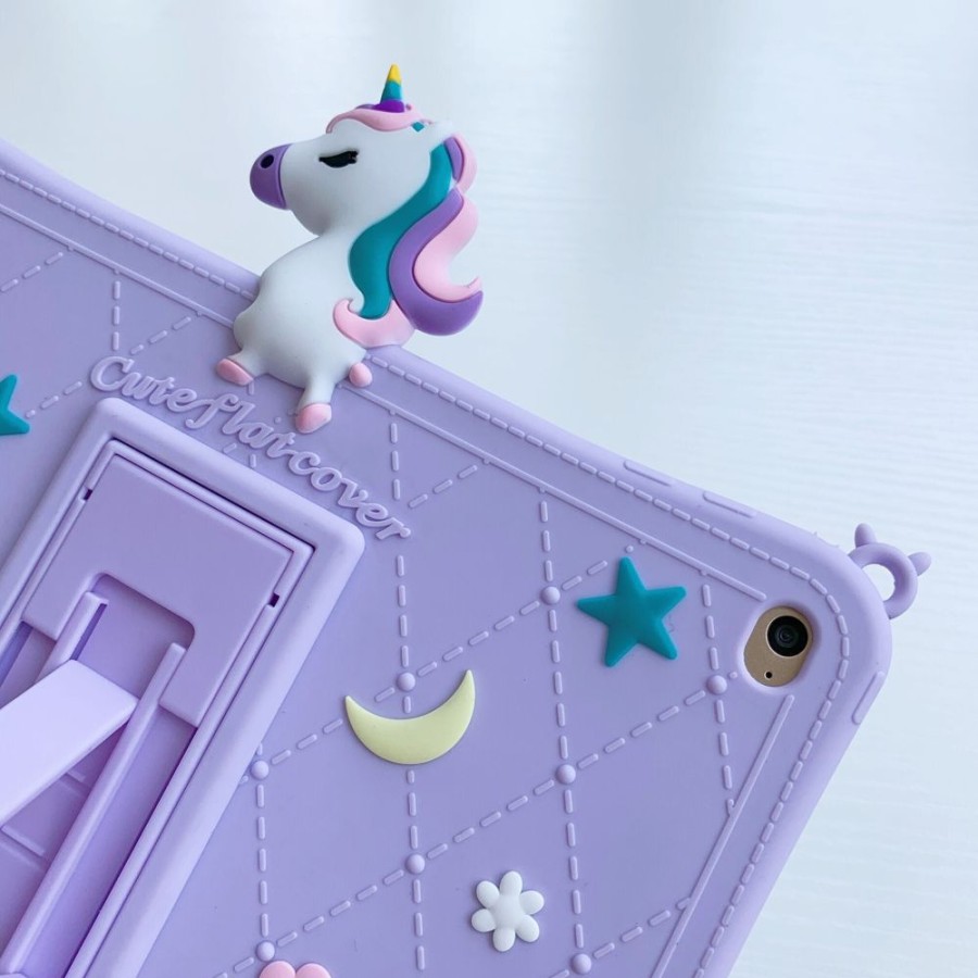 Ipad Trolsk Kuoret & Kotelot | Trolsk Kids Case With Strap - Cute Purple Unicorn (Ipad Air 5/Air 4)