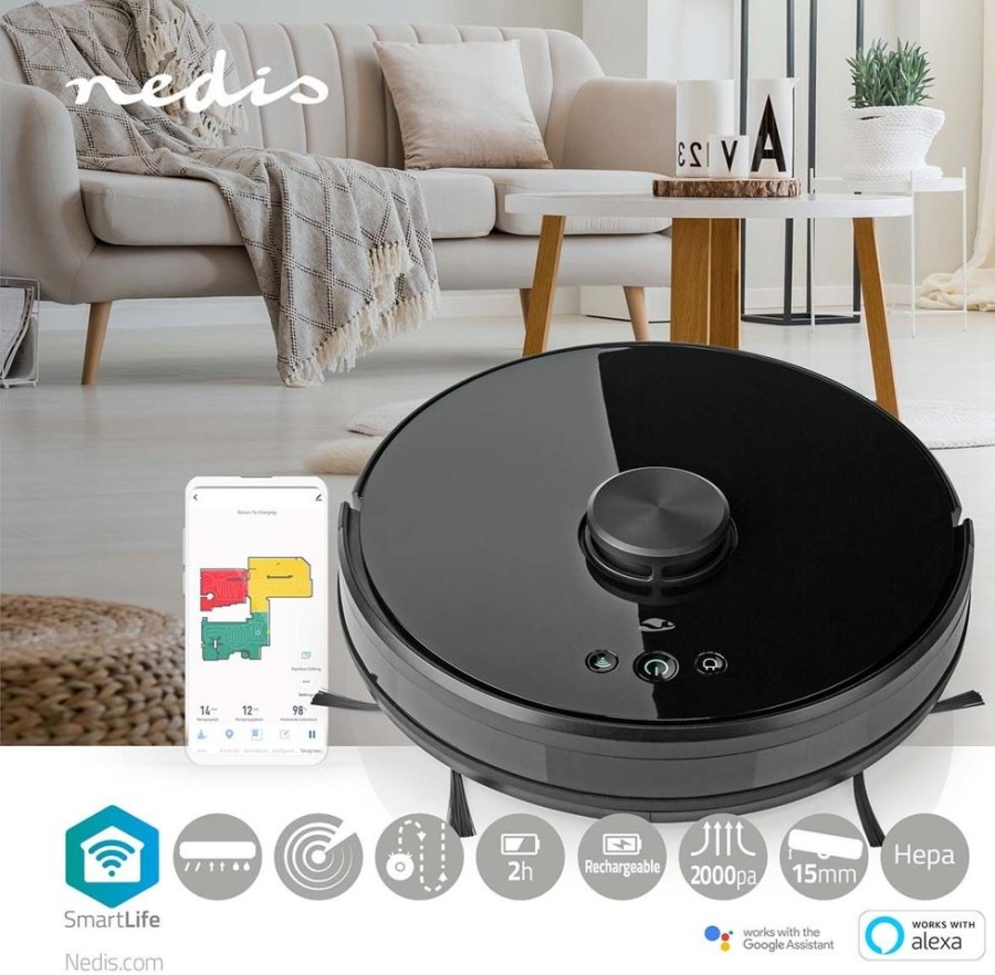 Alykkaat Kodit Nedis Robotti-Imurit | Nedis Smartlife Wi-Fi Smart Laser Robot -Polynimuri