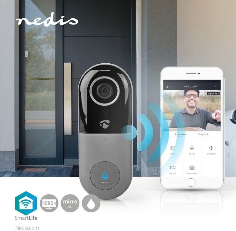 Alykkaat Kodit Nedis Soittokellot | Nedis Smartlife Wi-Fi Smart Video Doorbell