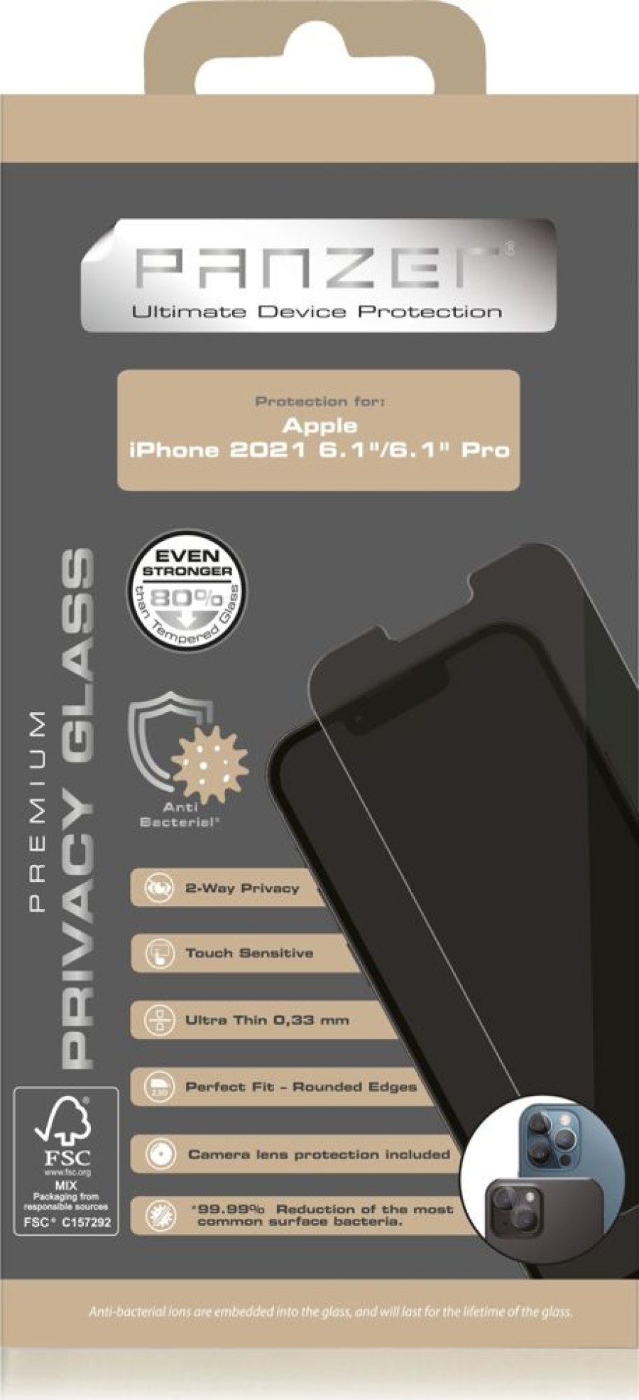 Iphone Panzer Naytonsuojat | Panzer Privacy Screen Protector 2-Way (Iphone 13/13 Pro)