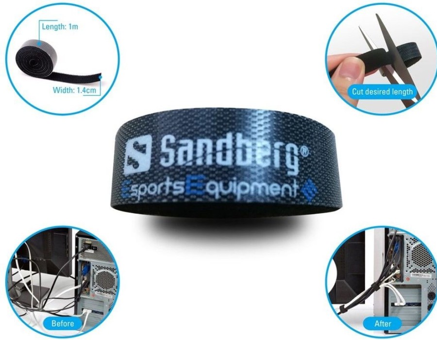 Kotitoimisto Sandberg Kaapelien Hallinta | Sandberg Cable Velcro Strap - 5-Pack