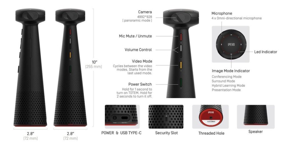 Iphone IPEVO Konferenssipuhelimet | Ipevo Totem 360 Immersive Conference Camera + Speakerphone