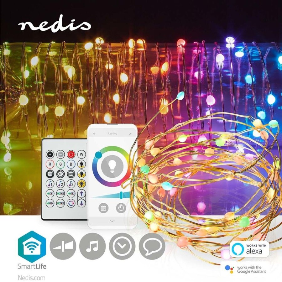 Alykkaat Kodit Nedis Valaistus | Nedis Smartlife Wi-Fi Smart Rgb -Koristevalot